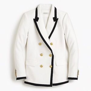J. Crew Tipped white linen blazer size 2 NWT!